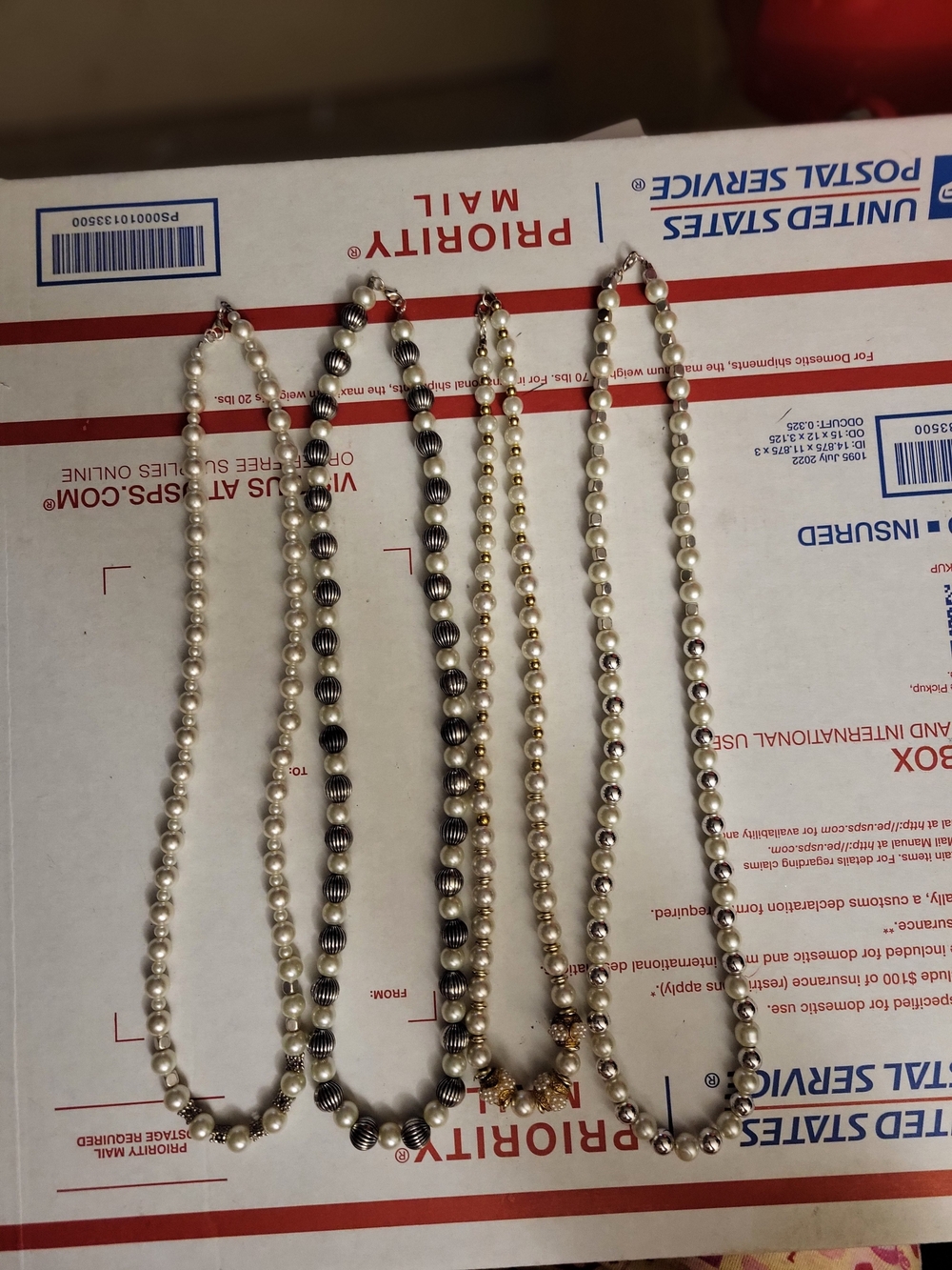 4ct Handmade Faux Pearl and Silver-Tone Beaded Necklaces - Multi-Pack 20in/22in